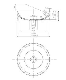 Primy R2 Ø38 Solid Surface bowlevask - Uden overløb - Hvid mat