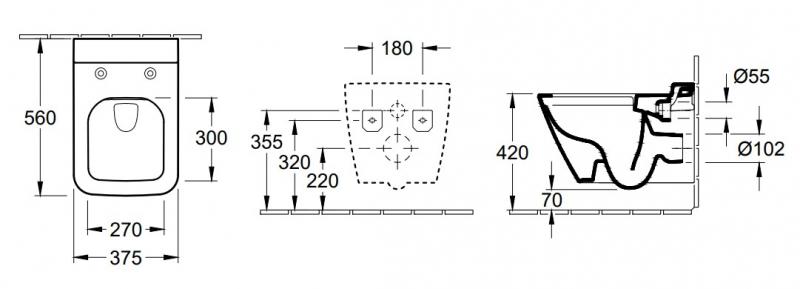 Villeroy & Boch Finion Rimless væghængt toilet m/ Ceramic+