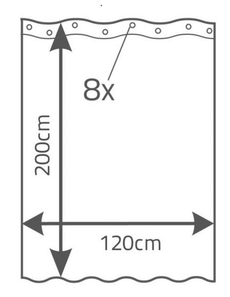 RIDDER Eco Tekstil badeforhæng - 120 x 20 cm - Hvid satin