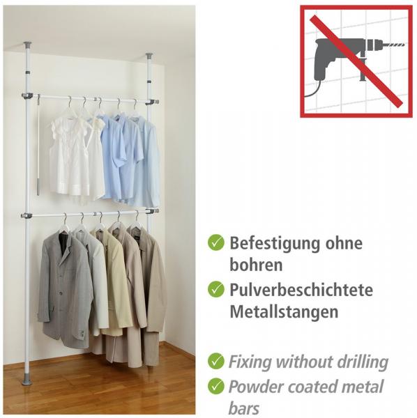 Wenko Hercules teleskopsystem basic til garderobe 75-120 cm - Hvid/Grå