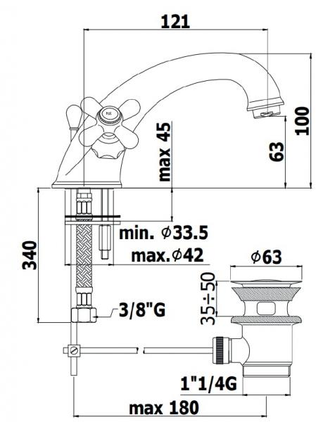 Lavabo Retro 2-grebs h&aring;ndvaskarmatur - Bruneret messing