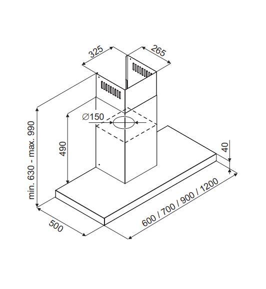 Thermex Harwich ll 900 mm u/motor - Rustfri