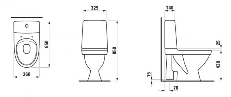 Laufen Kompas Rimless toilet m/åben S-lås - Limning