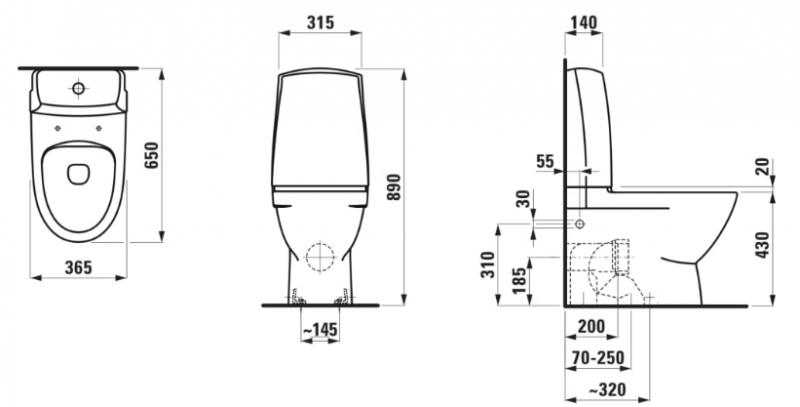 Laufen PRO N gulvstående toilet med skjult p-Lås, Back-to-wall, Rimless