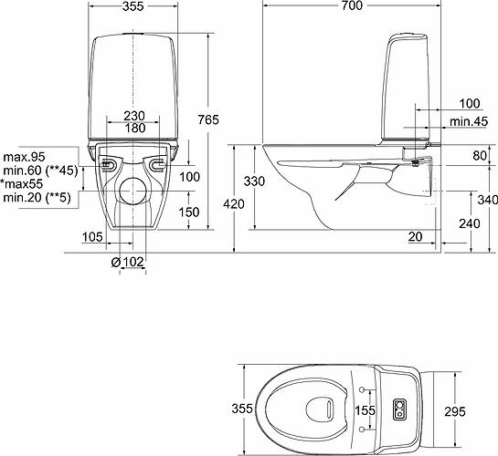 ifö spira 6293 væghængt toilet med rimfree - Standardmodel