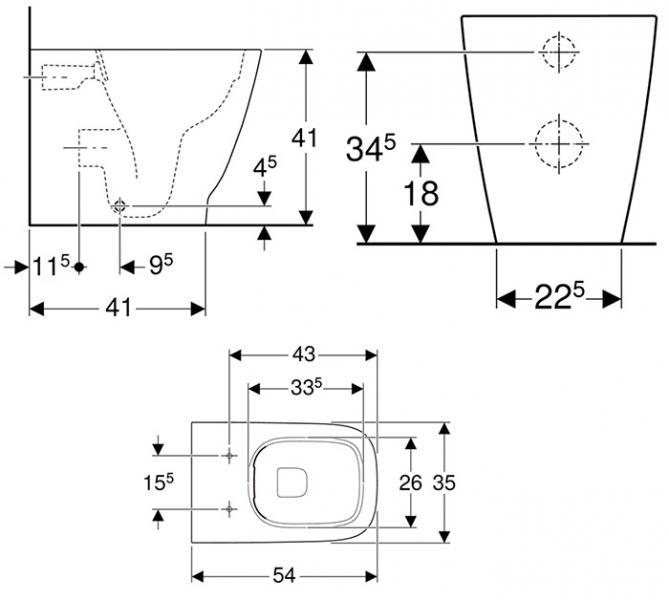 Geberit Smyle Square BTW rimfree gulvstående toilet