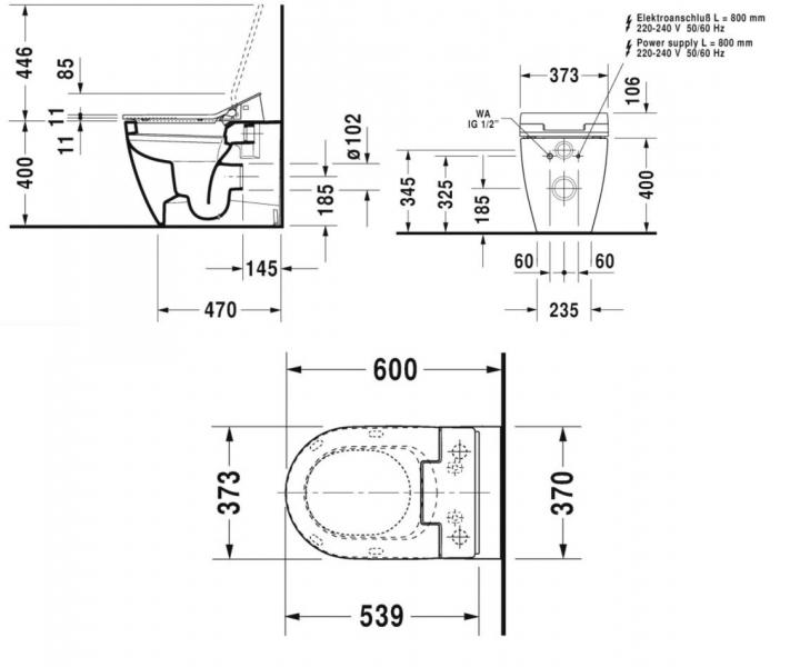 Duravit ME by Starck back-to-wall toilet inkl. Sensowash sæde