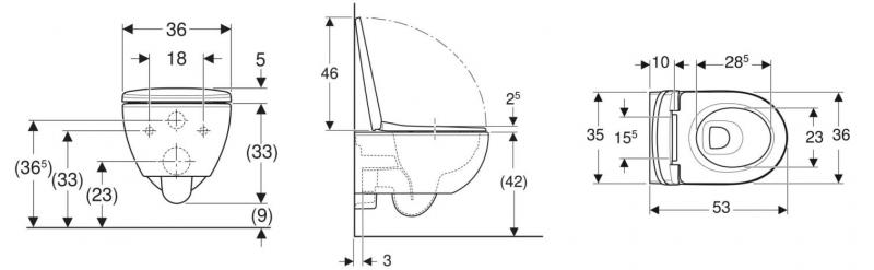 Geberit Selnova Premium væghængt toilet inkl. sæde m/SoftClose og QuickRelease