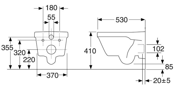 Gustavsberg Hygienic Flush væghængt toilet u/skyllerand