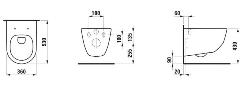 Laufen Pro Rimless væghængt toilet - Mat sort