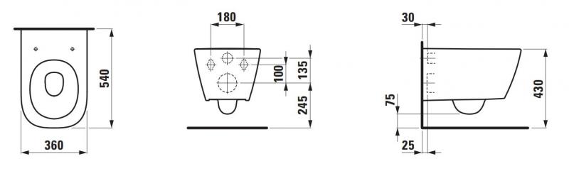 Laufen MEDA rimless væghængt toilet m/Silent Flush