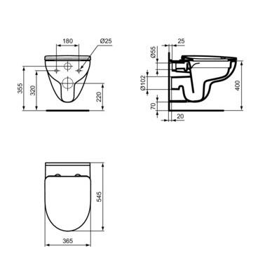 Ideal Standard i-life A væghængt toilet m/Rimless+ og sæde m. softclose og Easy LiftOff