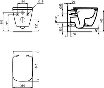 Ideal Standard I.life S væghængt toilet m/RIMless og sæde