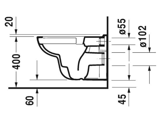 Duravit D-Code væghængt toilet m/RIMless og sæde m/softclose