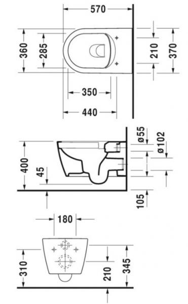 Duravit Me by Starck Rimless væghængt toilet inkl sæde m/softclose