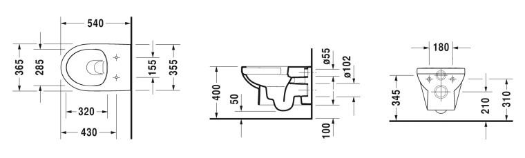 Duravit No. 1 Rimless væghængt toilet inkl. toiletsæde m/softclose