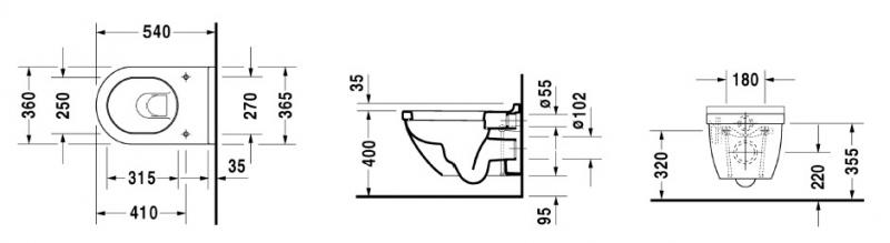 Duravit Starck 3 væghængt toilet inkl. sæde m/SoftClose