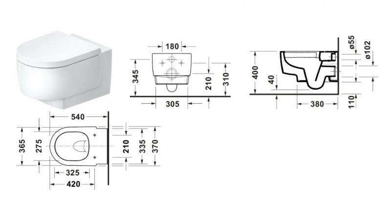 Duravit Balcoon væghængt toilet m/Rimless og DuraShield - Hvid Duravit Balcoon væghængt toilet m/Rimless og DuraShield - Hvid