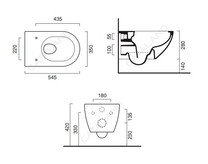 Catalano Sfera 54 vægtoilet m/Newflush, rimless og Cataglaze+ - Skjult montering