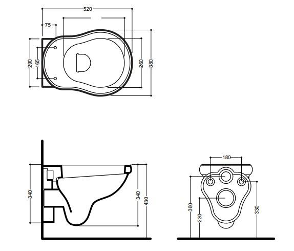 Lavabo Retro væghængt toilet u/sæde - Hvid