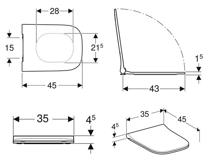 Geberit Smyle toiletsæde - Sandwichform - m/Soft-close og QuickRelease