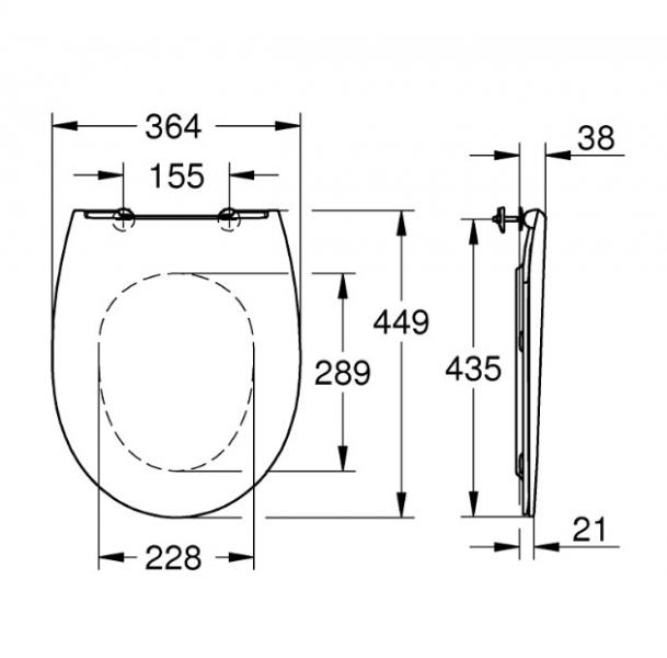 Grohe Bau slim toiletsæde m/SoftClose og QuickRelease