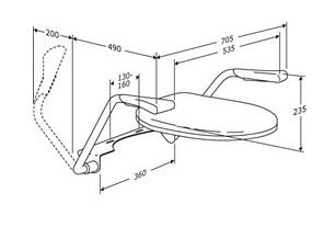 Pressalit TMA armstøtte inkl sæde til montering på toilet
