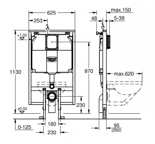 Grohe Rapid SL WC 6 l 1,13m smal model