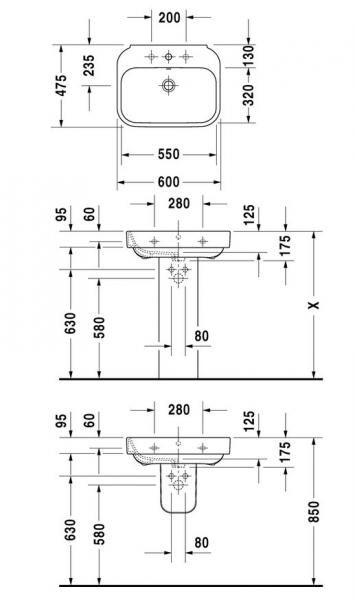 Duravit Happy D.2 60 håndvask t/væg