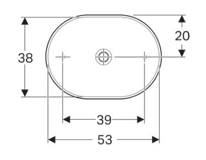 Geberit Variform 55 ellipse fritstående bowlevask - Uden overløb