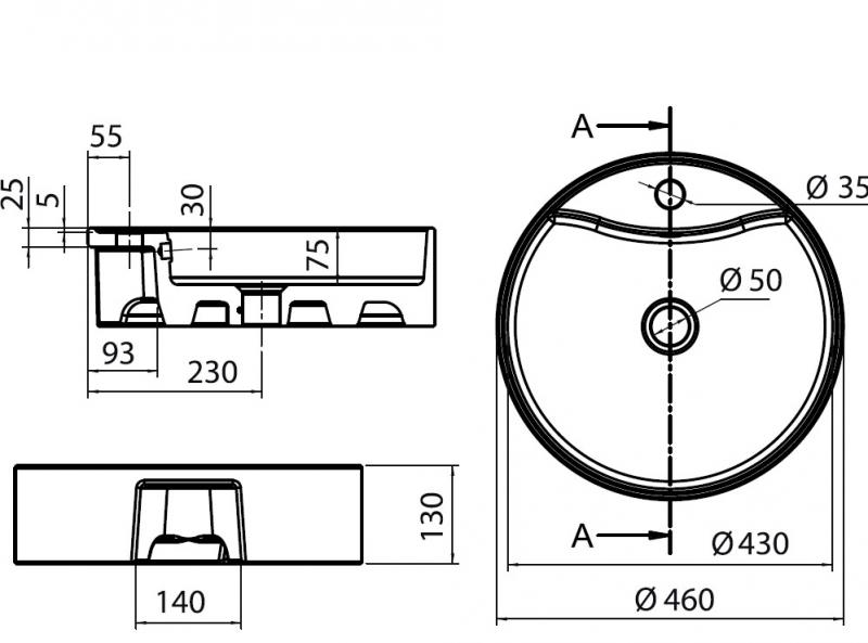 Eico GEO R 8029 Ø46 fritstående bowlevask - Med overløb