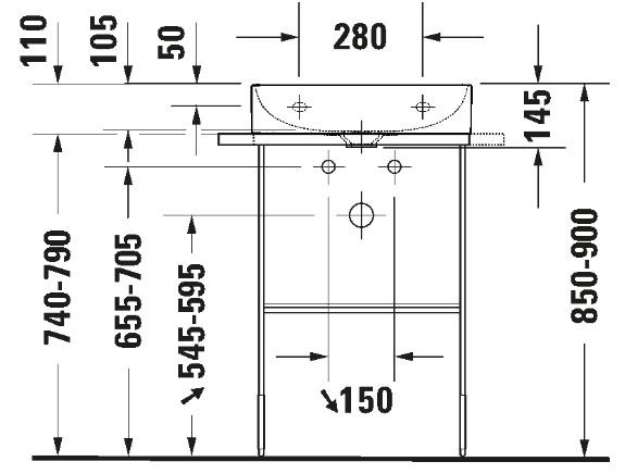 Duravit DuraSquare 50 stativ til håndvask - Gulvstående - Mat sort