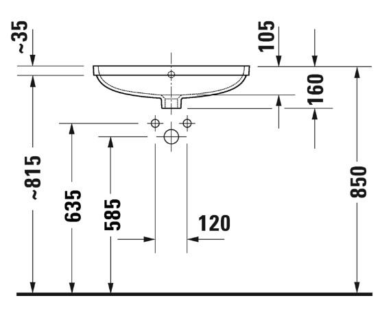 Duravit No.1 58 håndvask t/underlimning - Uden hanehul