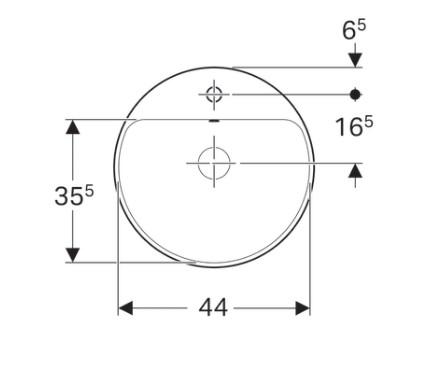 Geberit Variform 48 håndvask t/nedfældning - 1 hanehul