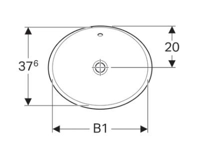 Geberit Variform 55 oval håndvask t/nedfældning - Med overløb