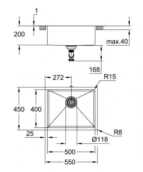 Grohe K700U rustfri stålvask - Børstet Hard Graphite