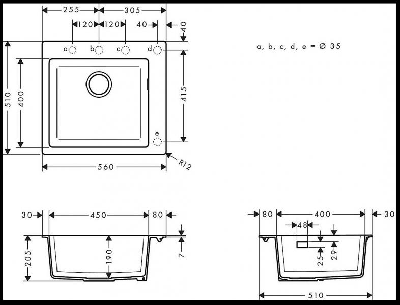 Hansgrohe S510-F450 køkkenvask i komposit - Graphite black