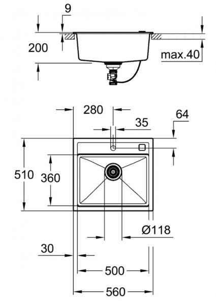 Grohe K700 køkkenvask i komposit 60-C - Sort