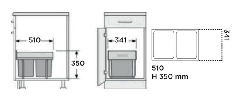 Lavabo Amsterdam affaldssystem m/spande 2x16L