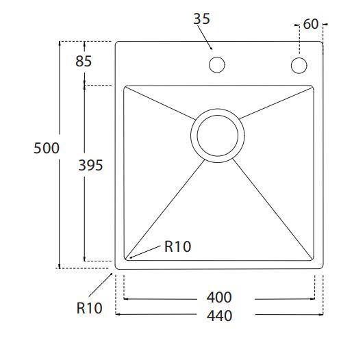 Lavabo Kubus 441 soft køkkenvask 440x500 mm - m/Auto strainer