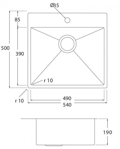 Lavabo Kubus 540 soft køkkenvask