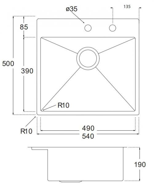 Lavabo Kubus 541 Soft køkkenvask m/auto-strainer