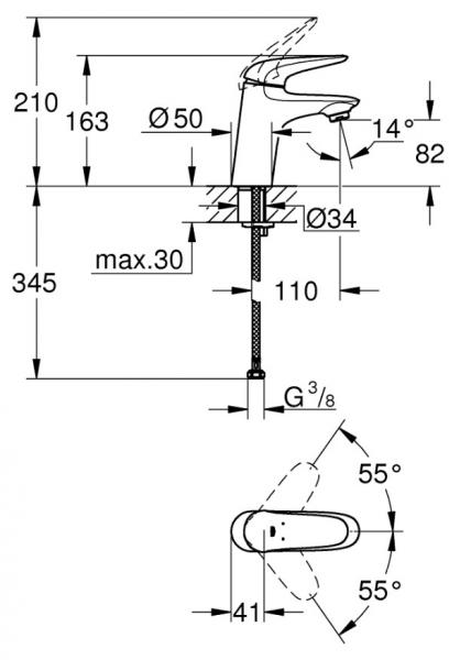 Grohe Eurostyle Solid håndvaskarmatur u/bundventil