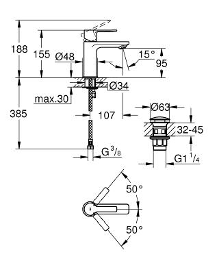 Grohe Lineare New håndvaskarmatur m/push open bundventil - Krom