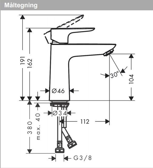 Hansgrohe Talis E 110 håndvaskarmatur u/bundventil - Krom