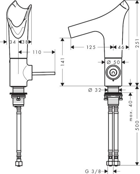 Hansgrohe Axor Starck V håndvaskarmatur - Krom m/glastud