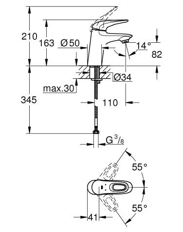 Grohe Eurostyle håndvaskbatteri - Krom