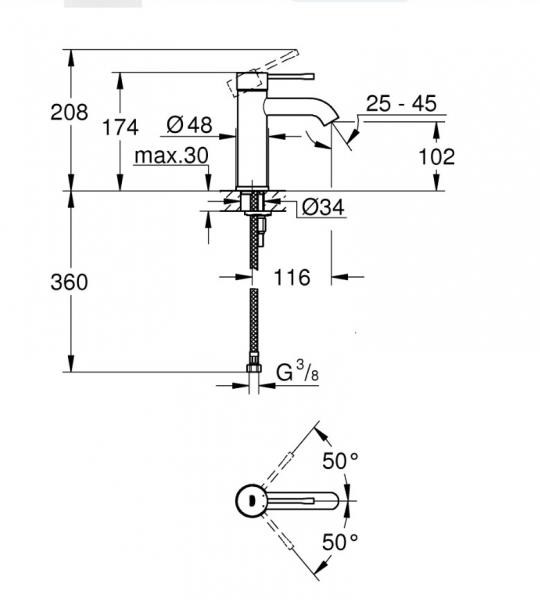 Grohe Essence New håndvaskarmatur u/bundventil - Mat sort