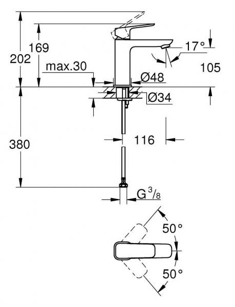 Grohe Cubeo M h&aring;ndvaskarmatur u/bundventil - Krom
