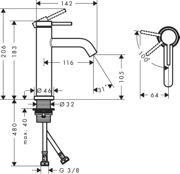 Hansgrohe Tecturis S 110 håndvaskarmatur m/CoolStart - Mat sort